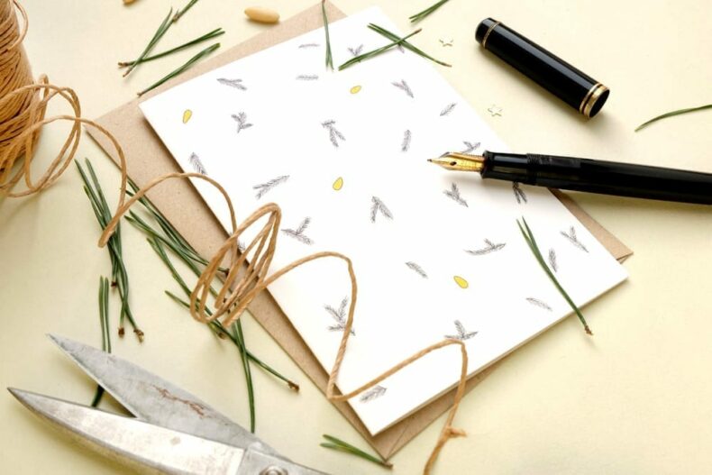 weihnachtlich Klappkarte mit Tannenzweigen | floral seasons greetings