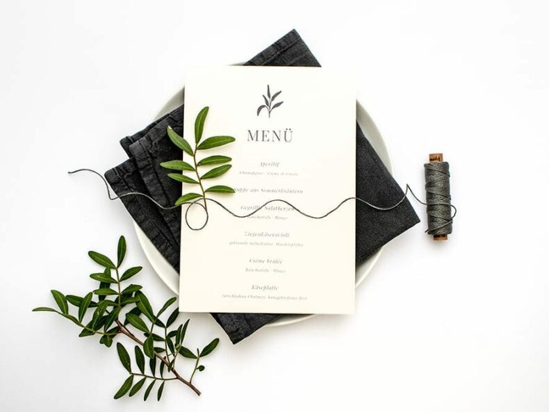 Solidago – Menükarte, umweltfreundliche Hochzeitspapeterie, Recyclingpapier | STUDIO KARAMELO