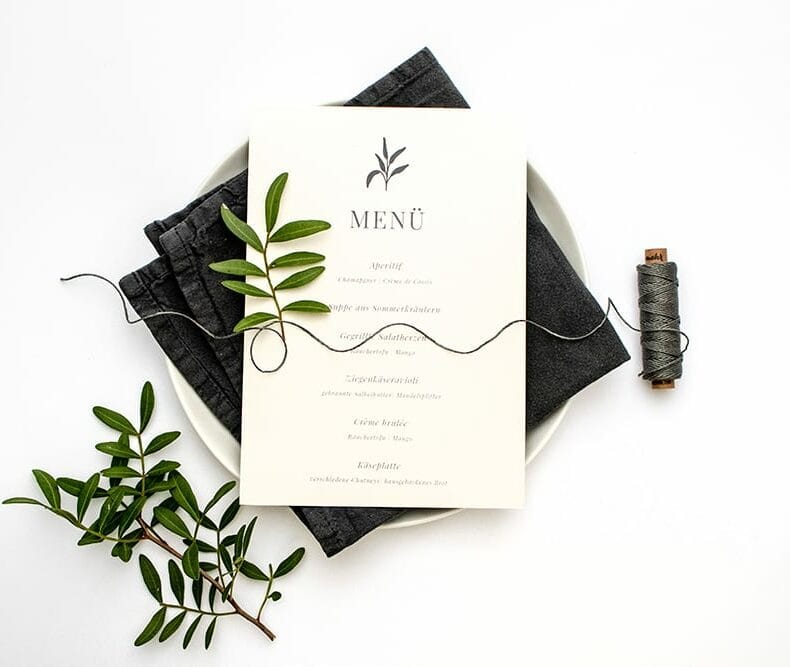 Solidago – Menükarte, umweltfreundliche Hochzeitspapeterie, Recyclingpapier | STUDIO KARAMELO
