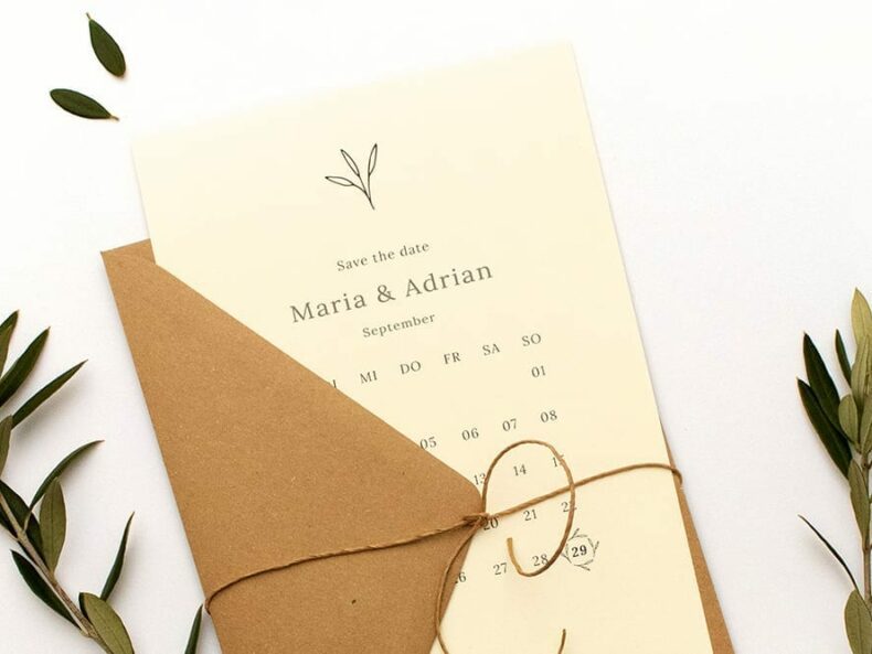Floral gemusterte Hochzeitseinladung OLIVE – Hochzeitspapeterie Recyclingpapier