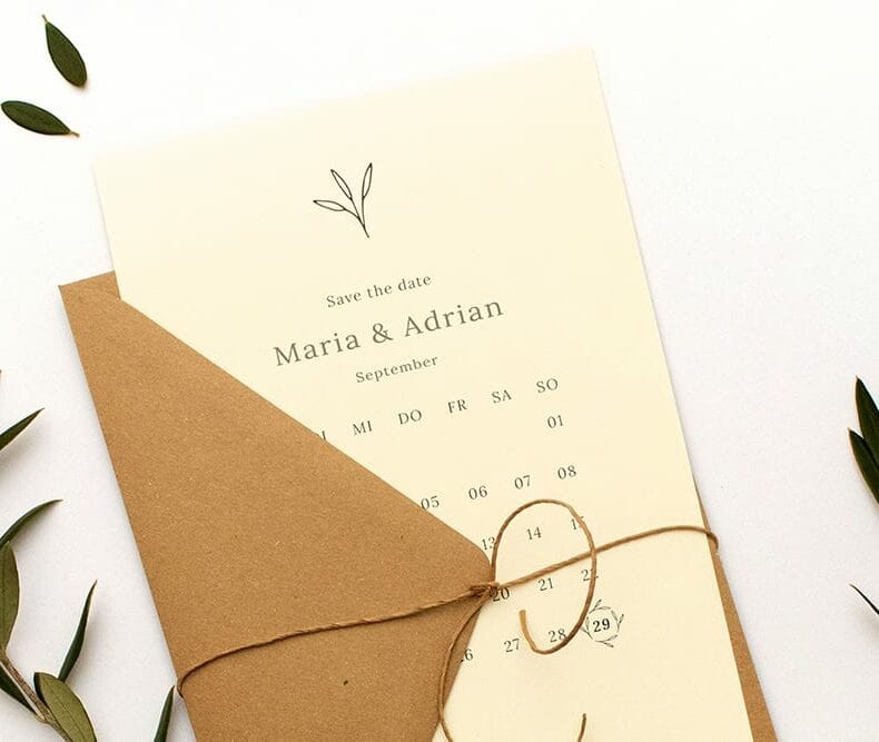 Floral gemusterte Hochzeitseinladung OLIVE – Hochzeitspapeterie Recyclingpapier