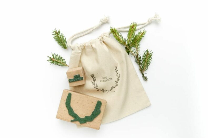 Stempel Frohe Weihnachten, Kranz, floraler Stempel | STUDIO KARAMELO
