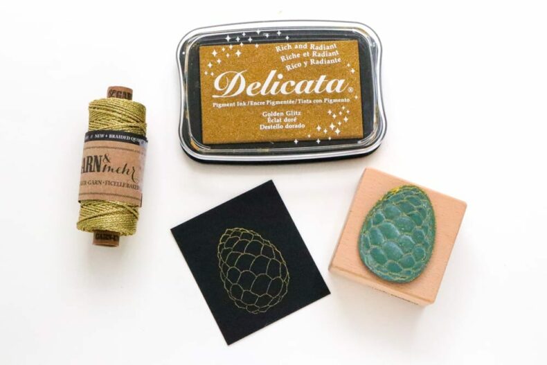 Stempel Zapfen in gold gestempelt mit Golden Glitz von Delicata
