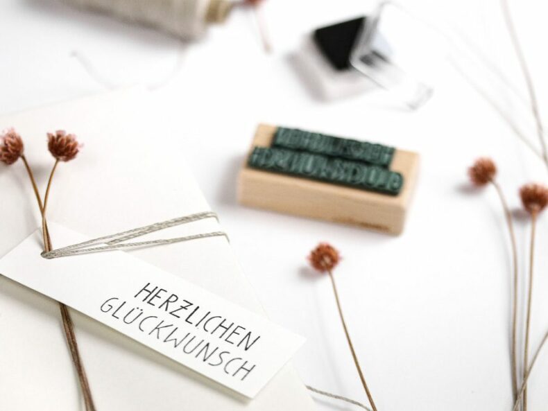 Stempel Herzlichen Glückwunsch, Stempel für Geburtstagsgeschenke