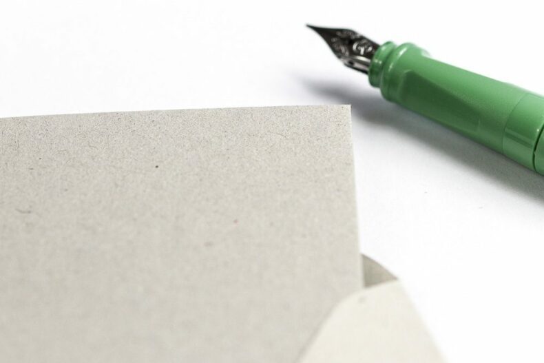 Klappkarten und Umschläge aus Recyclingpapier grau, Feinpapier