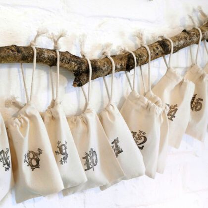 Bestempelte Adventskalenderbeutel