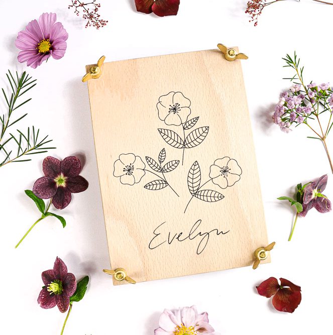 Personalisierte Blumenpresse – Geschenk zum Muttertag