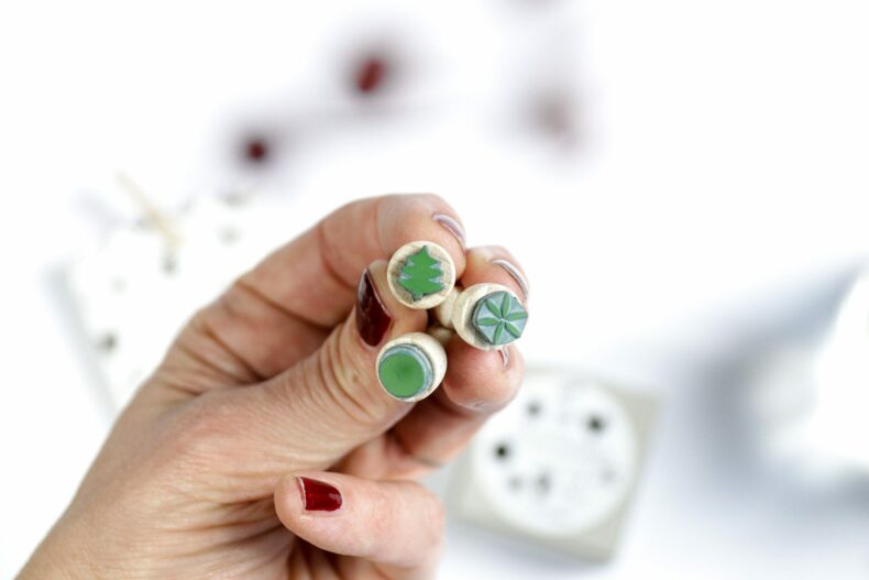 Mini Stempel Weihnachten | Stempelmotiv Weihnachtsbaum, Weihnachtskugel & Stern