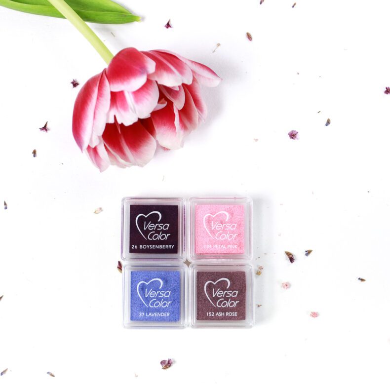Shades of Red: Mini-Stempelkissen von Versa Color in boysenberr, petal pink, lavender und ash rose