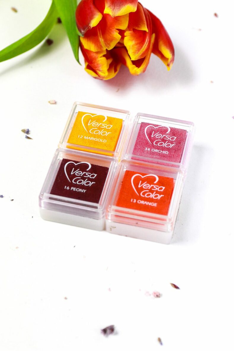Shades of Red: Mini-Stempelkissen von Versa Color in marigold, orchid, peony und orange