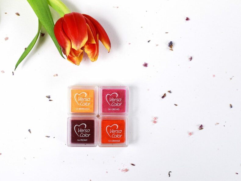Shades of Red: Mini-Stempelkissen von Versa Color in marigold, orchid, peony und orange