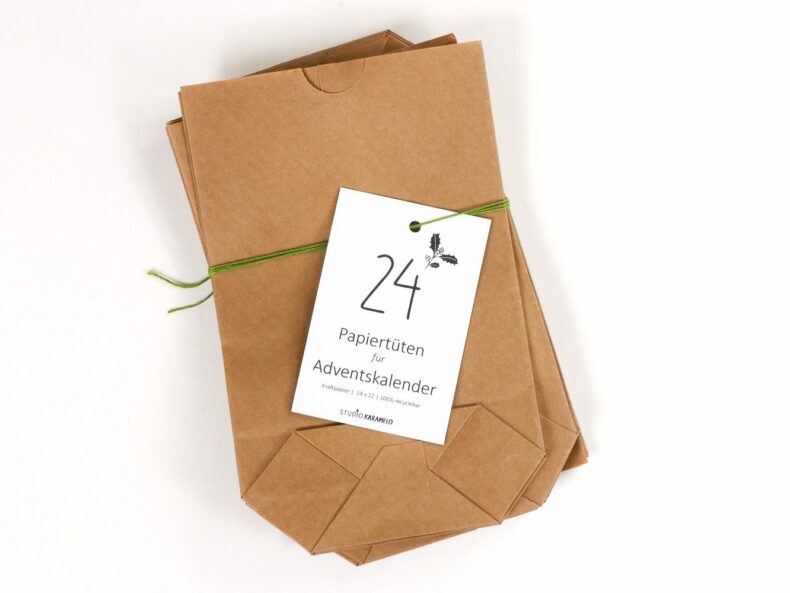 Adventskalender Tüten aus Kraftpapier