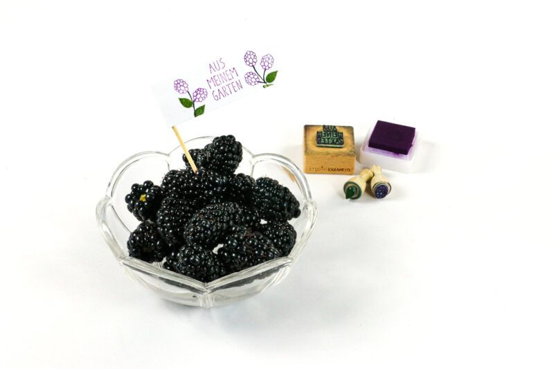 Textstempel für Geschenke aus dem Garten: frische Brombeeren