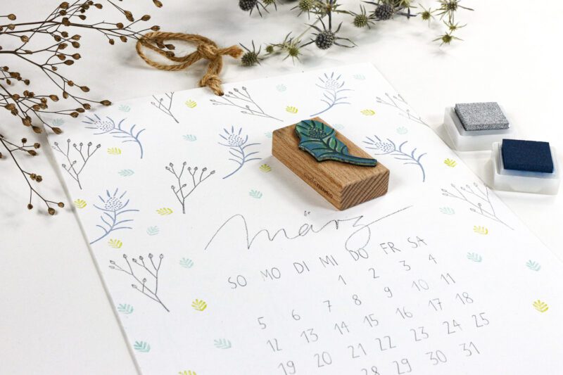 DIY Kalender mit Stempeln gestalten – Blumenstempeln