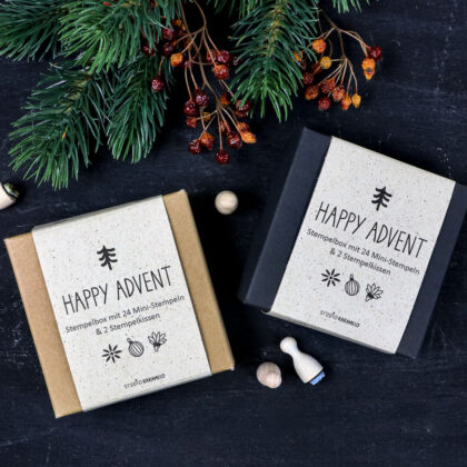 Adventskalender mit Stempeln | HAPPY ADVENT Stempelset mit Stempelkissen