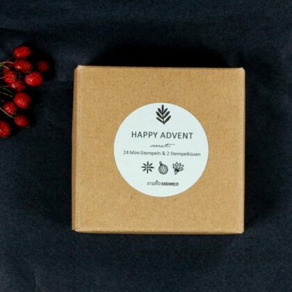 Stempel Set Happy Advent – 24 Mini-Stempeln mit Weihnachtsmotiven