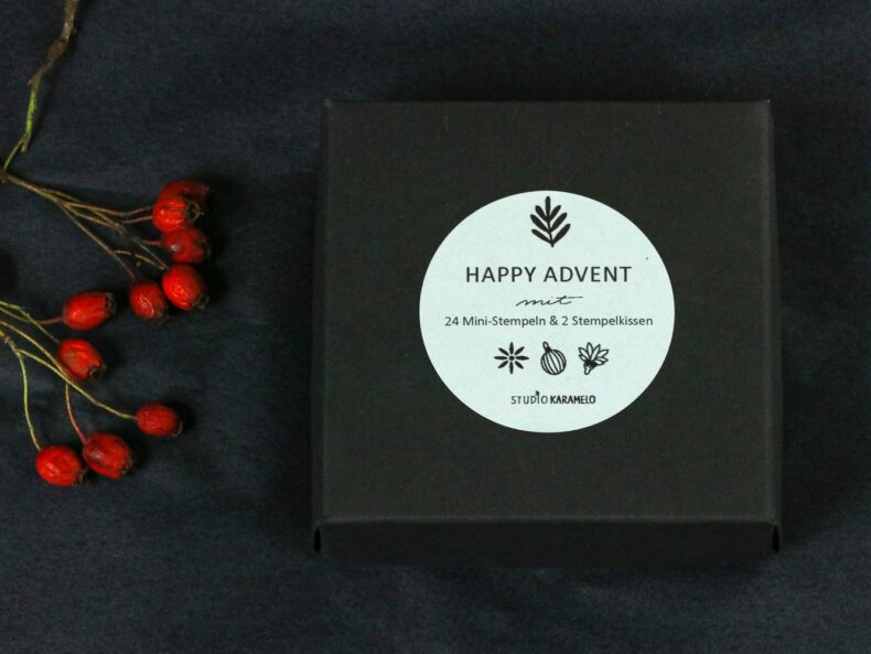 Stempel Set Happy Advent – 24 Mini-Stempeln mit Weihnachtsstempeln