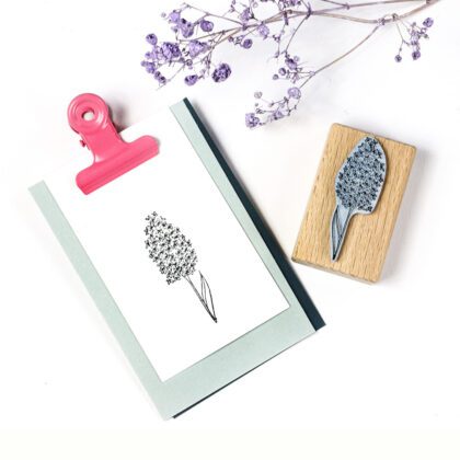 Holzstempel Hyazinthe auf Anhänger gestempel