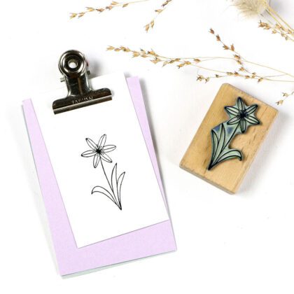 Blumenstempel Stern von Bethlehem (MIlchstern) auf Anhänger gestempelt