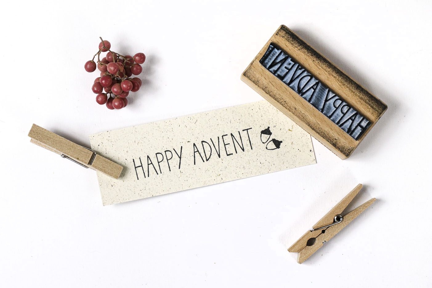 Stempel Happy Advent für Weihnachtspost