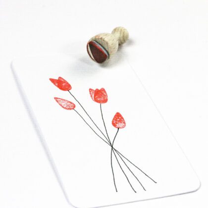 Ministempel Knospe, Blumen auf Papier stempeln