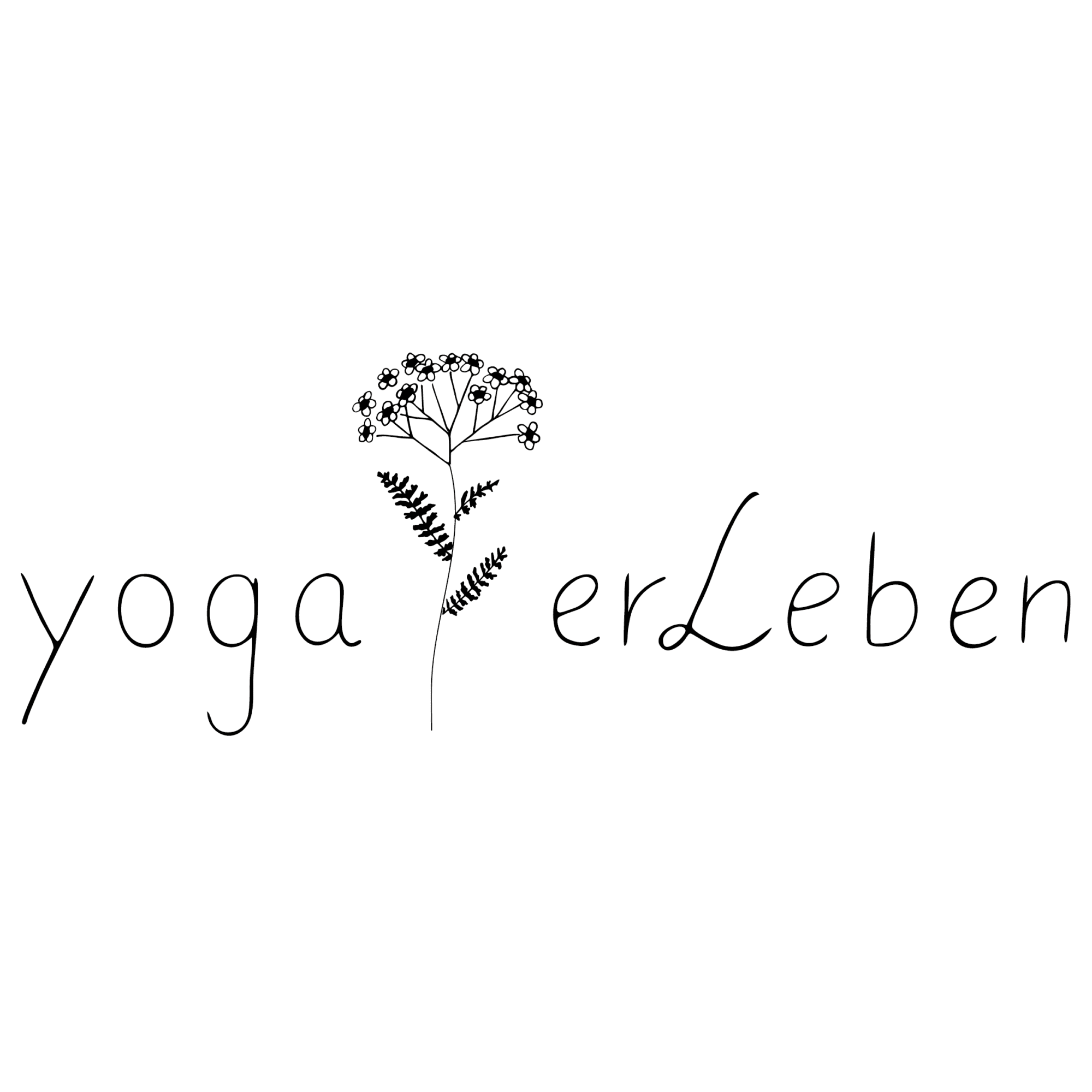 Logogestaltung Yogastudio Yoga erleben, florales Logo mit Schafgarbe