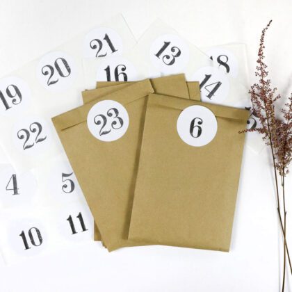 Adventskalender Zahlen zum Aufkleben für DIY Adventskalender