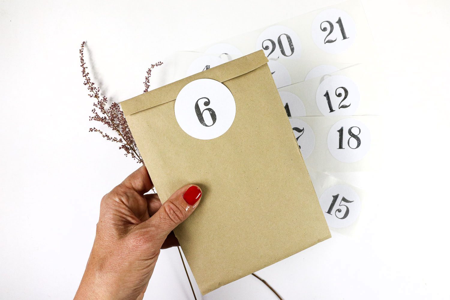 Adventskalender Zahlen zum Aufkleben für DIY Adventskalender