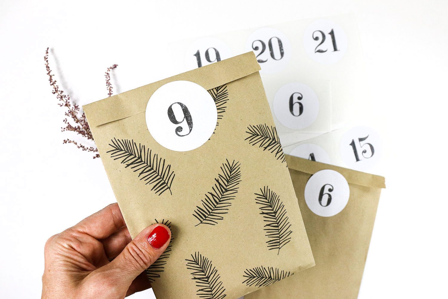 Adventskalender Zahlen zum Aufkleben für DIY Adventskalender