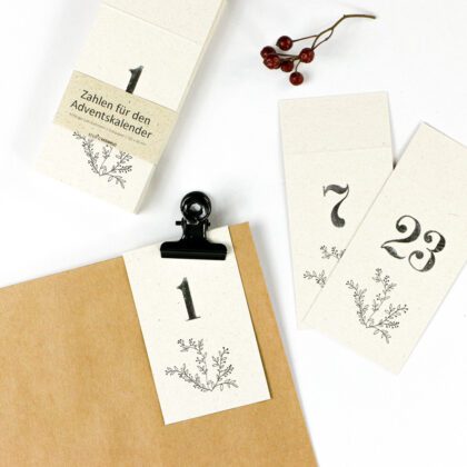 Anhänger mit Zahlen im Stempel Look für DIY Adventskalender