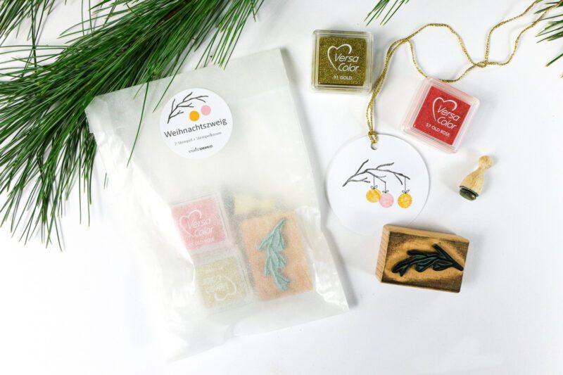 Stempel Set WEihnachtszweig mit Stempelkissen