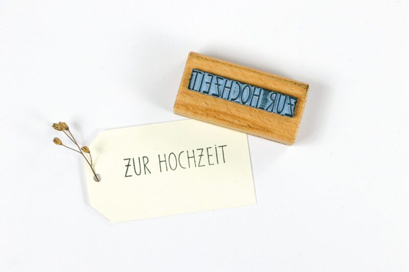 Textstempel zur Hochzeit für schlichte Einladungen