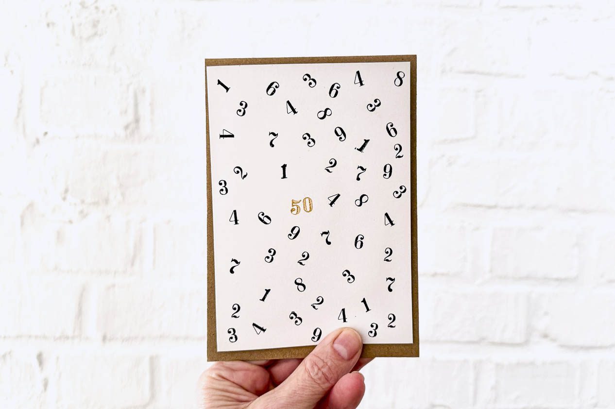 Gestempelte Karte zu 50. Geburtstag