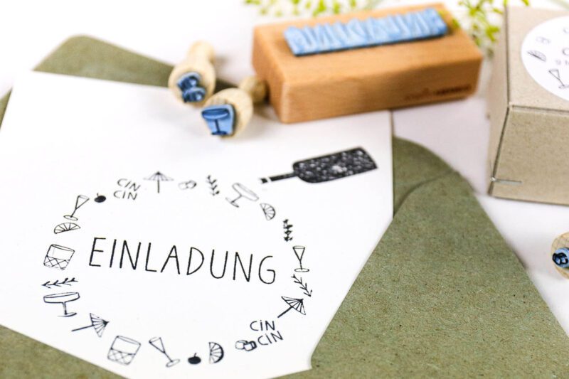 Einladung zum Cocktailtrinken gestempelt