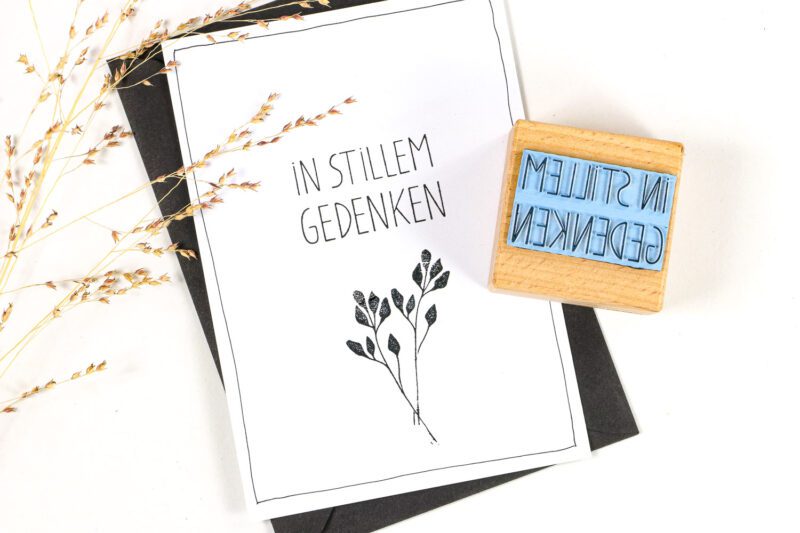 gestempelte DIY Trauerkarte In stillem Gedenken mit Zweig