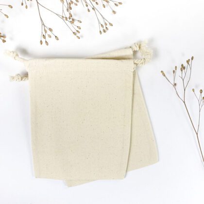 6 Baumwollbeutel mit Zugband, groß