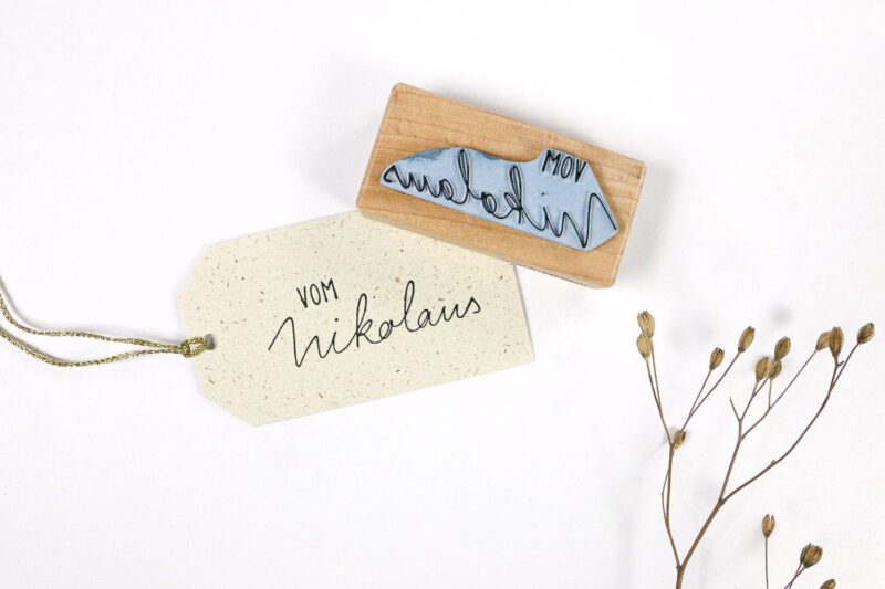 Stempel Vom Nikoalus auf geschenkanhänger