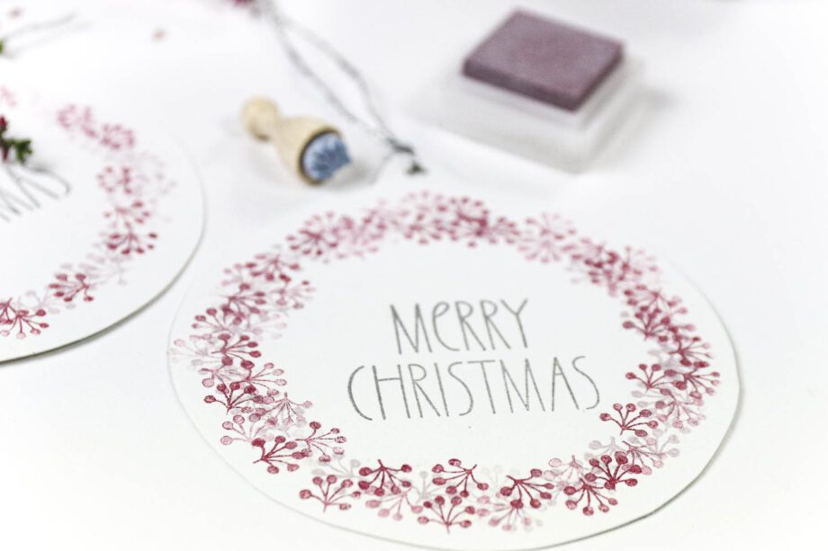 Geschenkanhänger Weihnachtskugel Vorlage zum runterladen und bestempeln