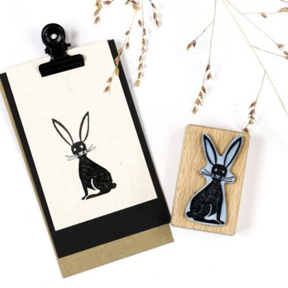 Stempel Hase, Tierstempel, auf Anhänger gestempelt
