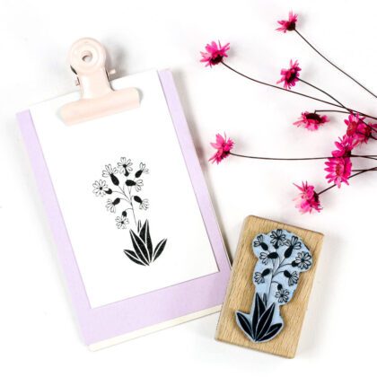 Stempel Schlüsselblümchen, Blumenstempel, auf Anhänger gestempelt