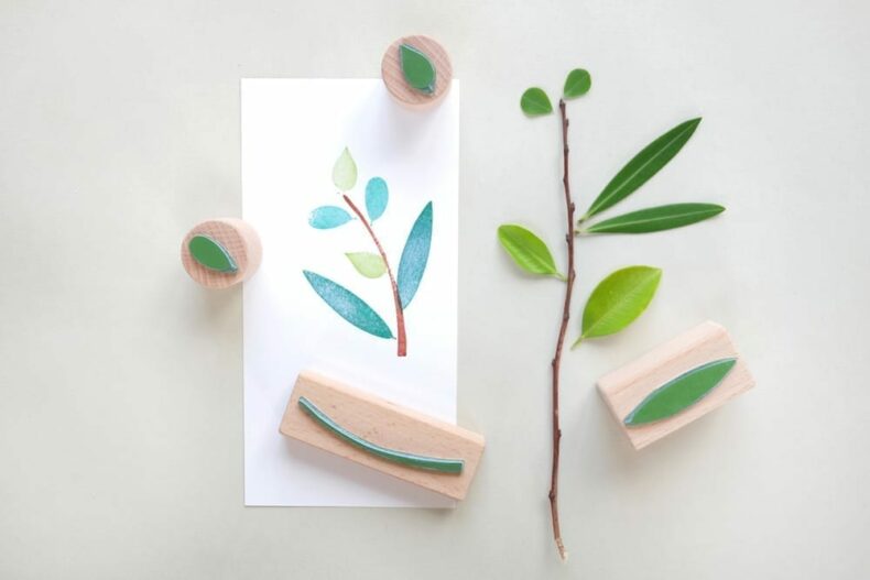 Stempel-Set Zweig mit Blättern | rubber stamp set branch with leaves