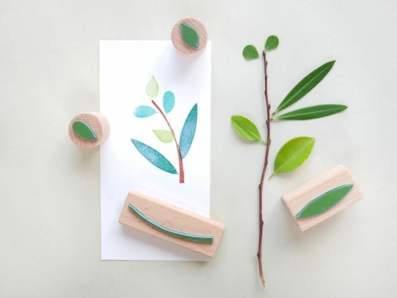 Stempel-Set Zweig mit Blättern | rubber stamp set branch with leaves