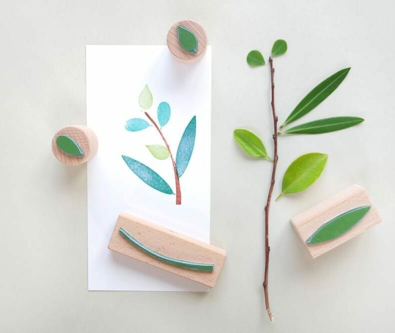 Stempel-Set Zweig mit Blättern | rubber stamp set branch with leaves